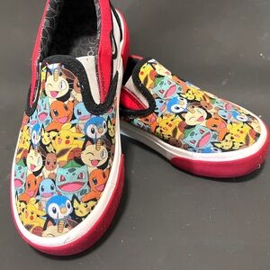 Colorful Pokémon Slip-On Sneakers - Red Trim
